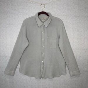 Faherty Women's Shirt XL Dream Cotton Gauze Elise Grey Dawn LS Button Down